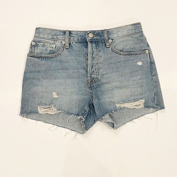 Free People Distressed Denim Short Button Fly High Rise Size 28 Country Cowgirl - Picture 2 of 6
